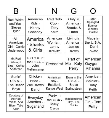 Independence Day Bingo Card