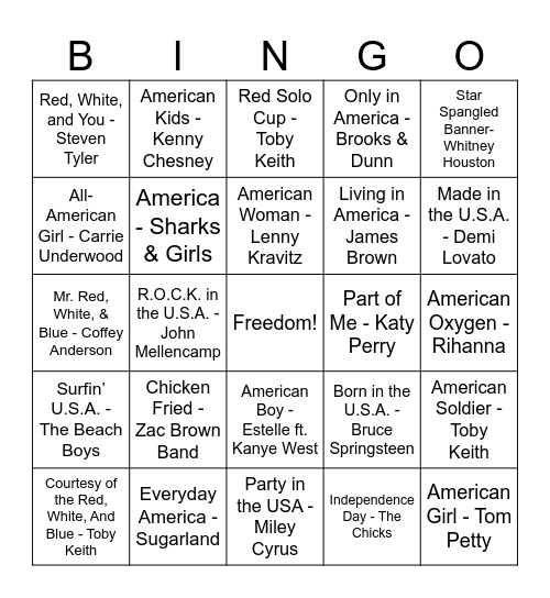 Independence Day Bingo Card