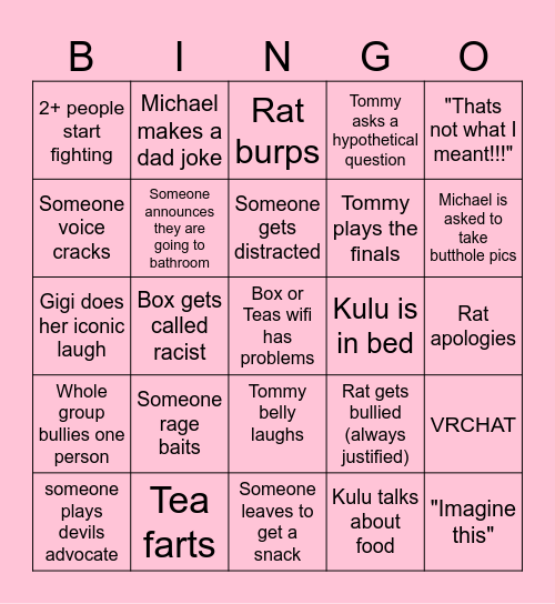 G.R.O.U.P. BINGO Card