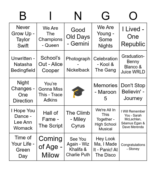 GRADUATION Bingo Card