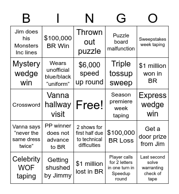 WOF Taping Bingo Card