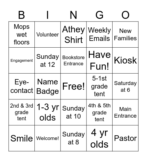 Welcome Team Bingo Card