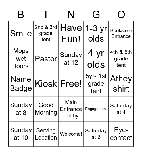 Welcome Team Bingo Card