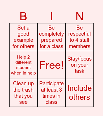 Leadership Bingo Card