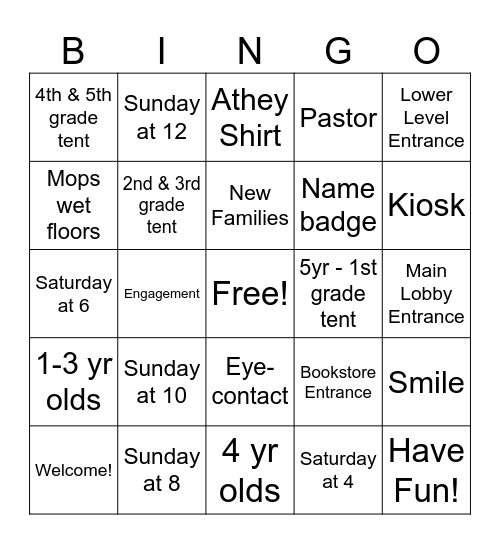 Welcome Team Bingo Card