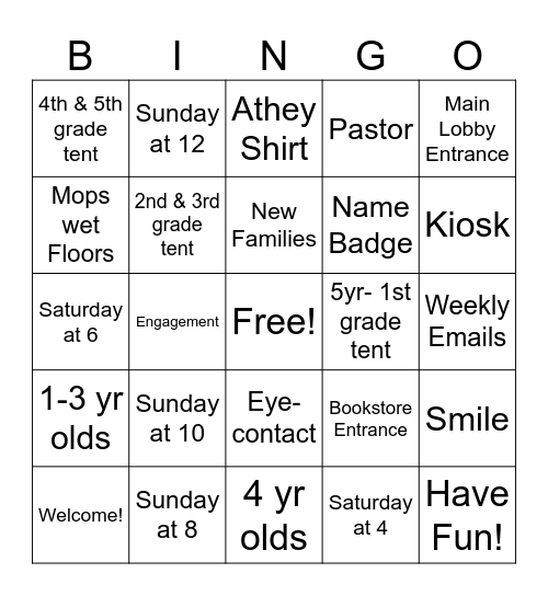 Welcome Team Bingo Card
