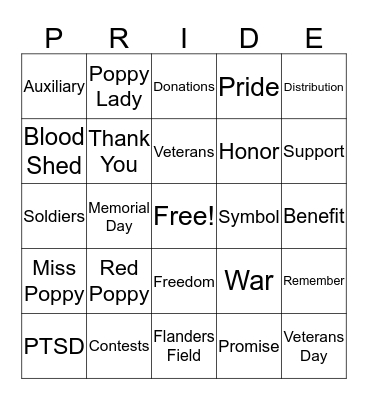 POPPY BINGO Card