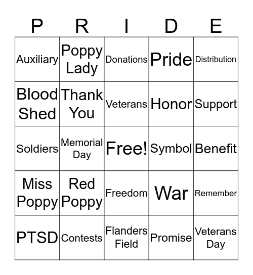 POPPY BINGO Card