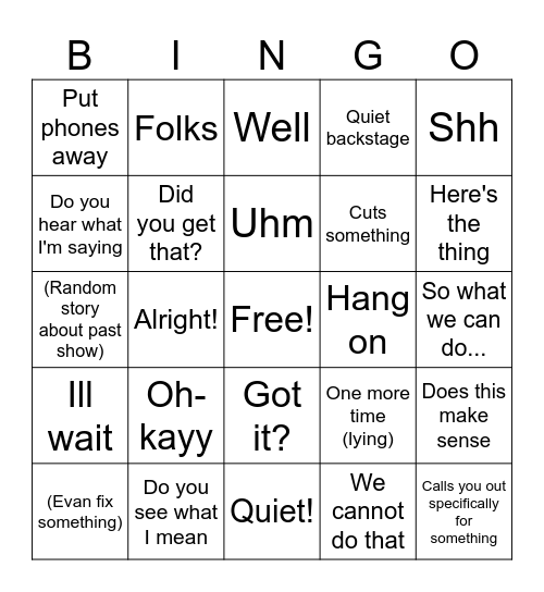Bundy Bingo Card