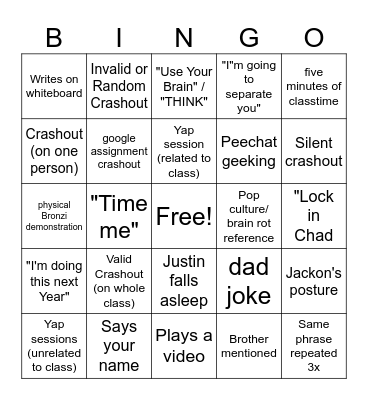 Bronzi Bingo Board Bingo Card