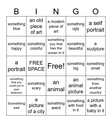 Art Museum Bingo Card