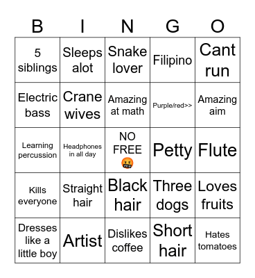 Raelyn bingo giggles Bingo Card