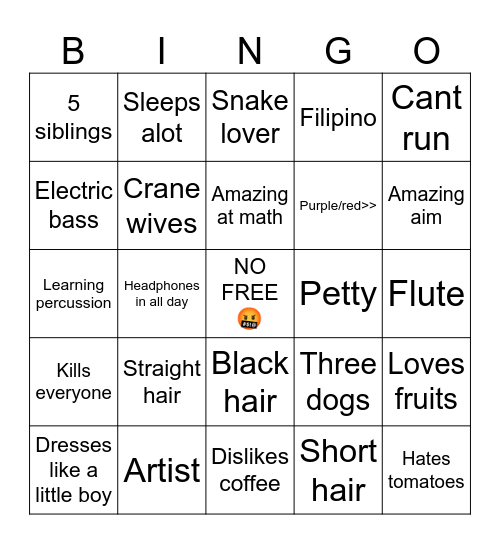 Raelyn bingo giggles Bingo Card