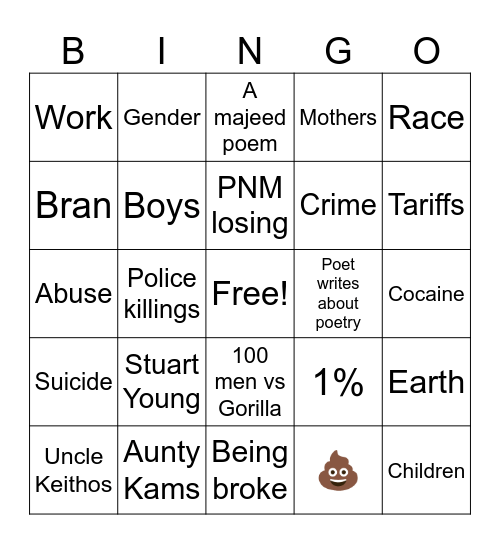 Finals Bingo Card