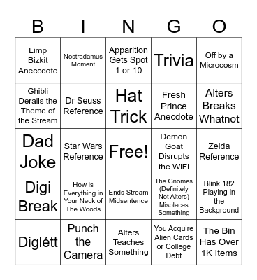 Affordable Alters Bingo Card