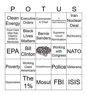 10/19 Presidential Debate # 3 Bingo Card