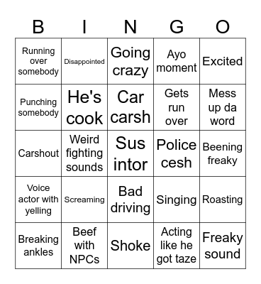 CxK Bingo Card