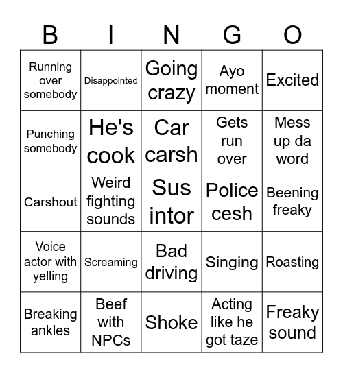 CxK Bingo Card