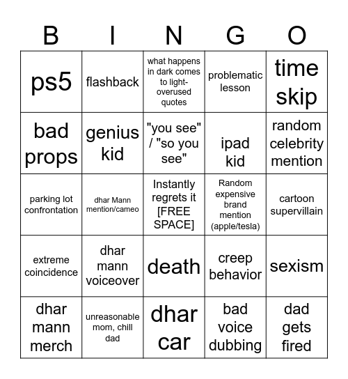 Dhar Mann Bingo v4 Bingo Card