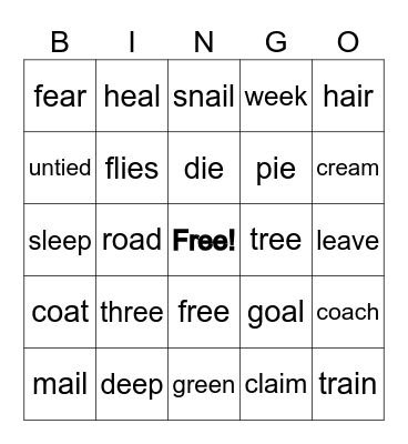 Double Vowels 1st Vowel Makes The Sound Bingo Card