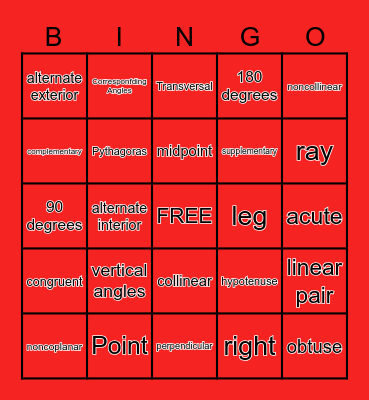 Geometry Quarter 1 Bingo Card