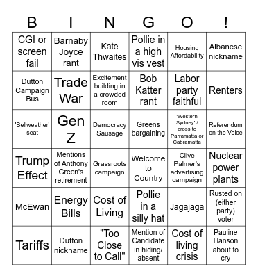 Television's Night of Nights Bingo Card Bingo Card