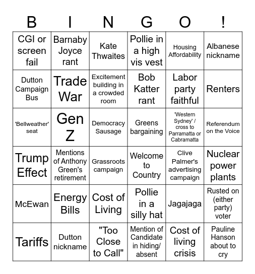 Television's Night of Nights Bingo Card Bingo Card