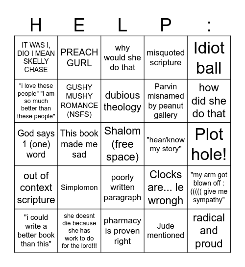 parmesean bingo Card