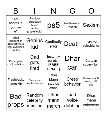 Dhar Mann Bingo v4 Bingo Card