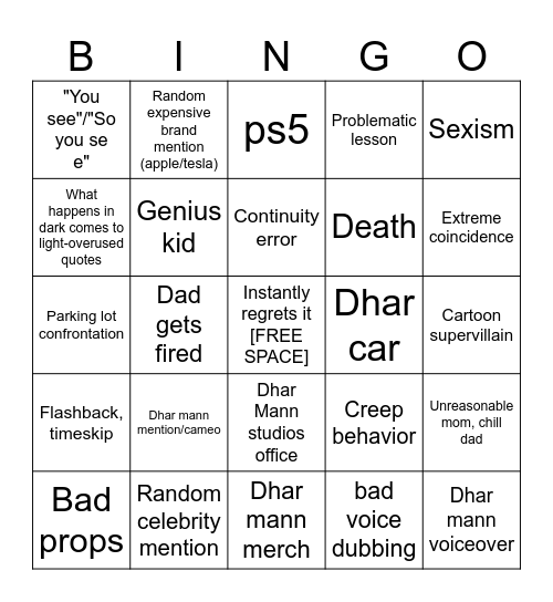 Dhar Mann Bingo v4 Bingo Card