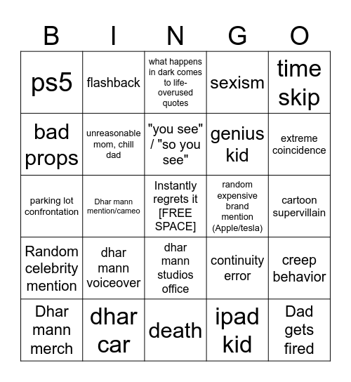 Dhar Mann Bingo v4 Bingo Card