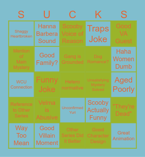 Mystery Inc Bingo Card