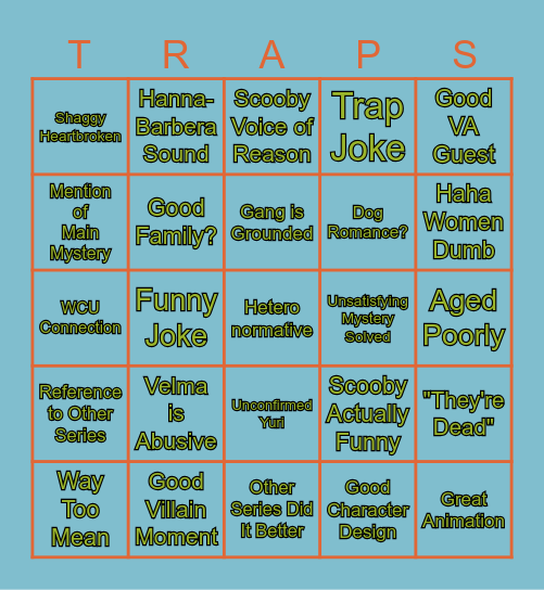 Mystery Inc Sucks Bingo Card