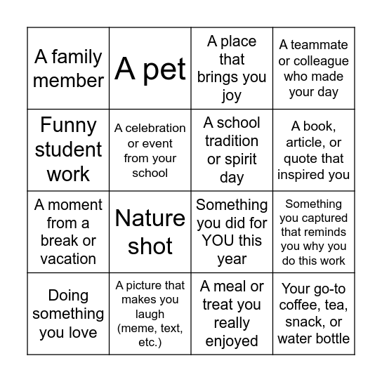 Phone Photo Blackout Bingo Card