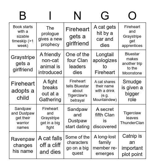 Fire and Ice Bingo Card