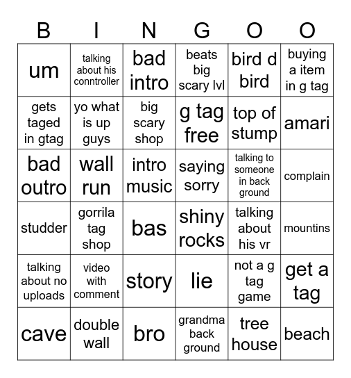 joshua video bingo Card