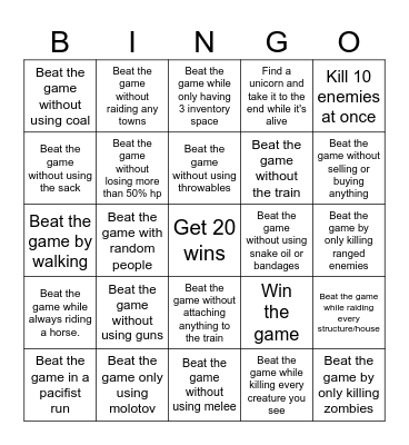 Dead Rails Ultimate Challenge Bingo Card