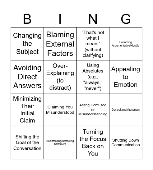 The Defensive's Bing(o) Bingo Card