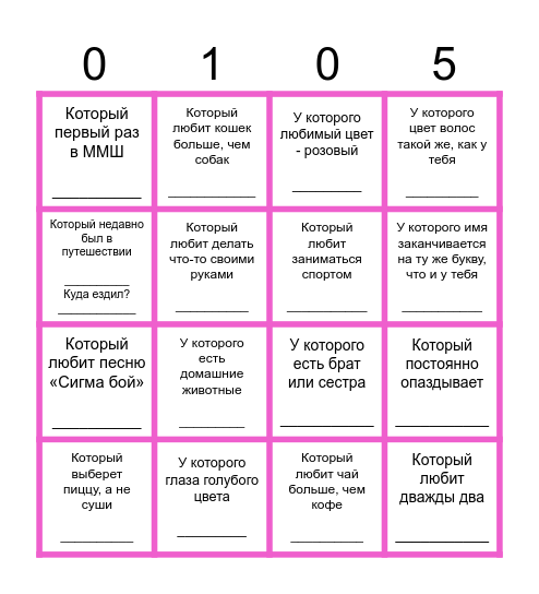 Найди человека… Bingo Card