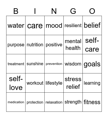 Wellness Bingo Card