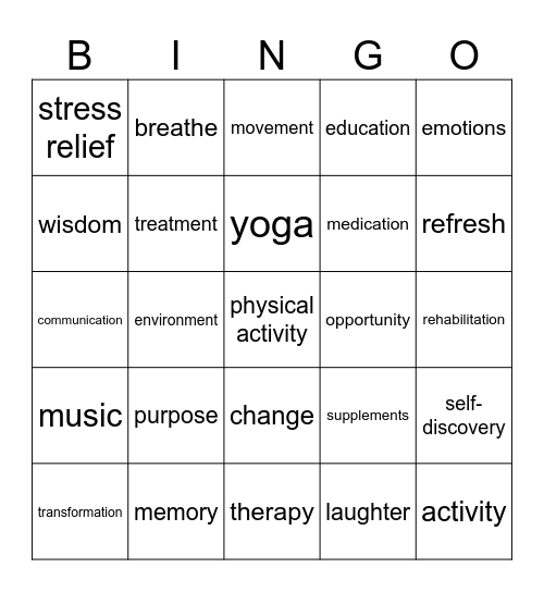 Wellness Bingo Card