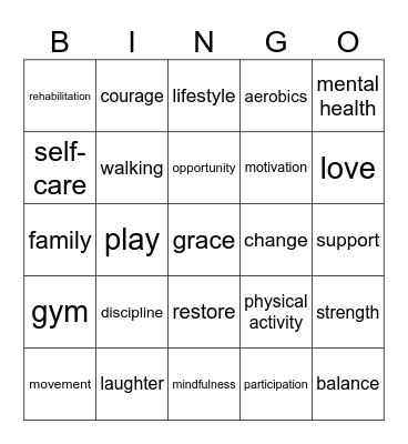 Wellness Bingo Card