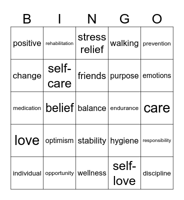 Wellness Bingo Card