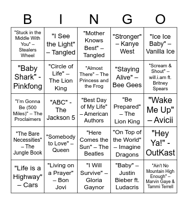 Baby Shower Music Bingo! Bingo Card