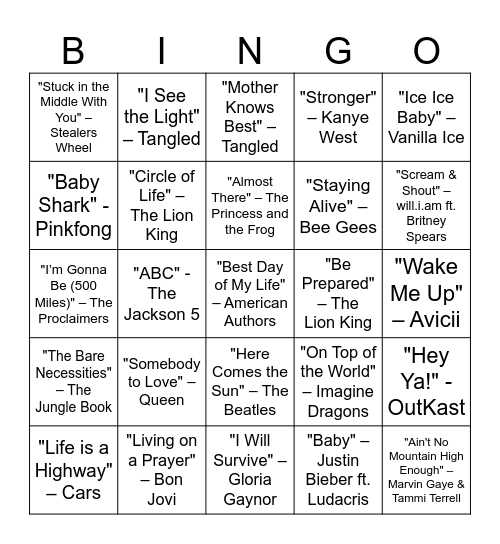 Baby Shower Music Bingo! Bingo Card
