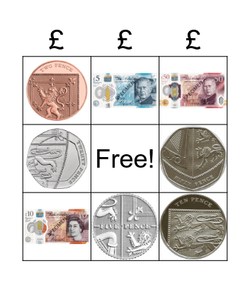 UK Money Bingo Card