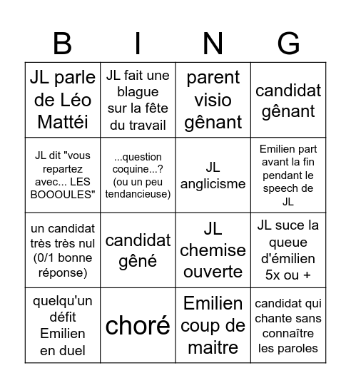 12 coups de midi - 01/05/2025 Bingo Card