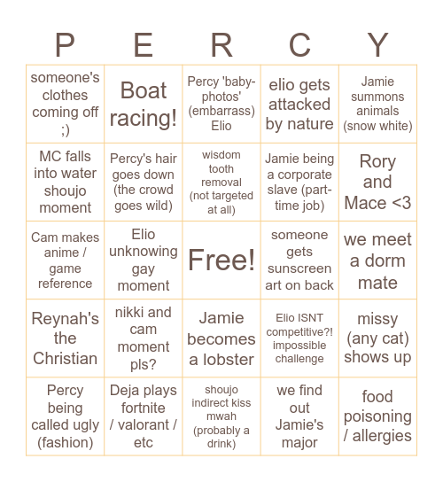 keyframes summer yipeeee Bingo Card