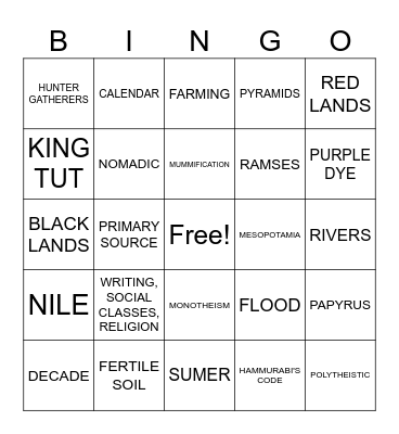 WORLD HISTORY BINGO UNIT 0 - 3 Bingo Card