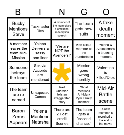 THUNDERBOLTS* Bingo Card